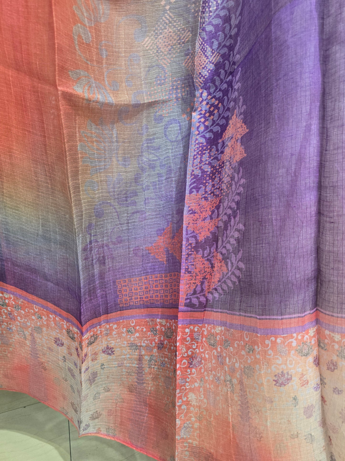Printed silk linen Dupatta