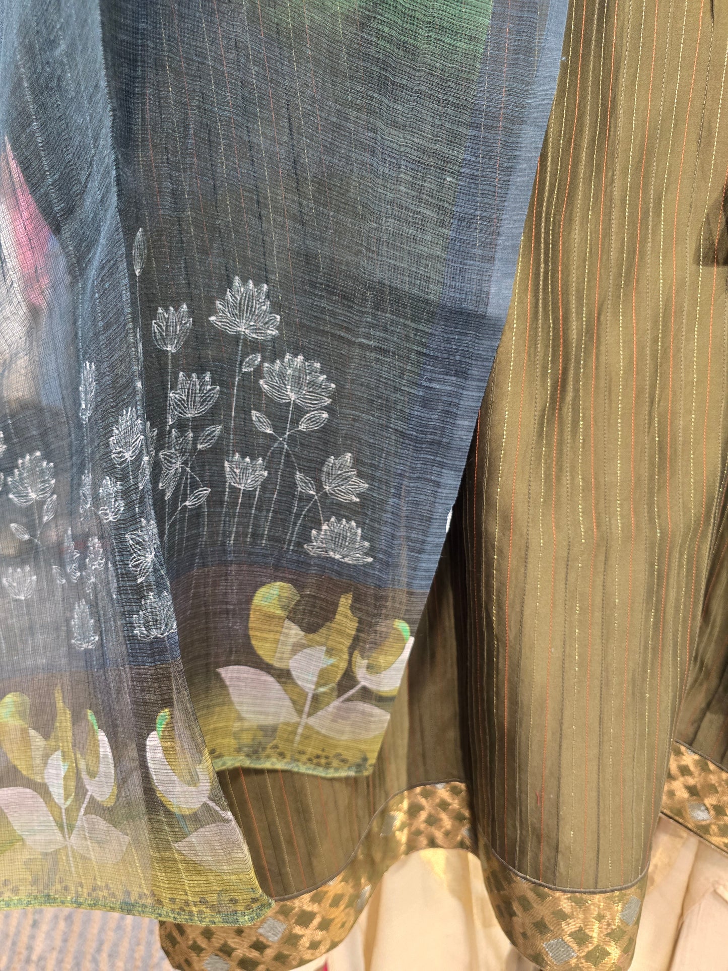 Semi Stitched Chanderi Casual Suitset