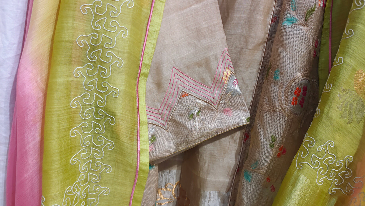 Semi Stitched Chanderi Formal kurta