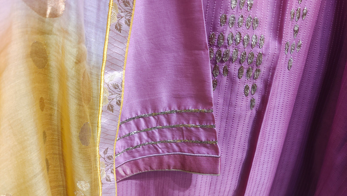 Semi Stitched Chanderi Formal kurta