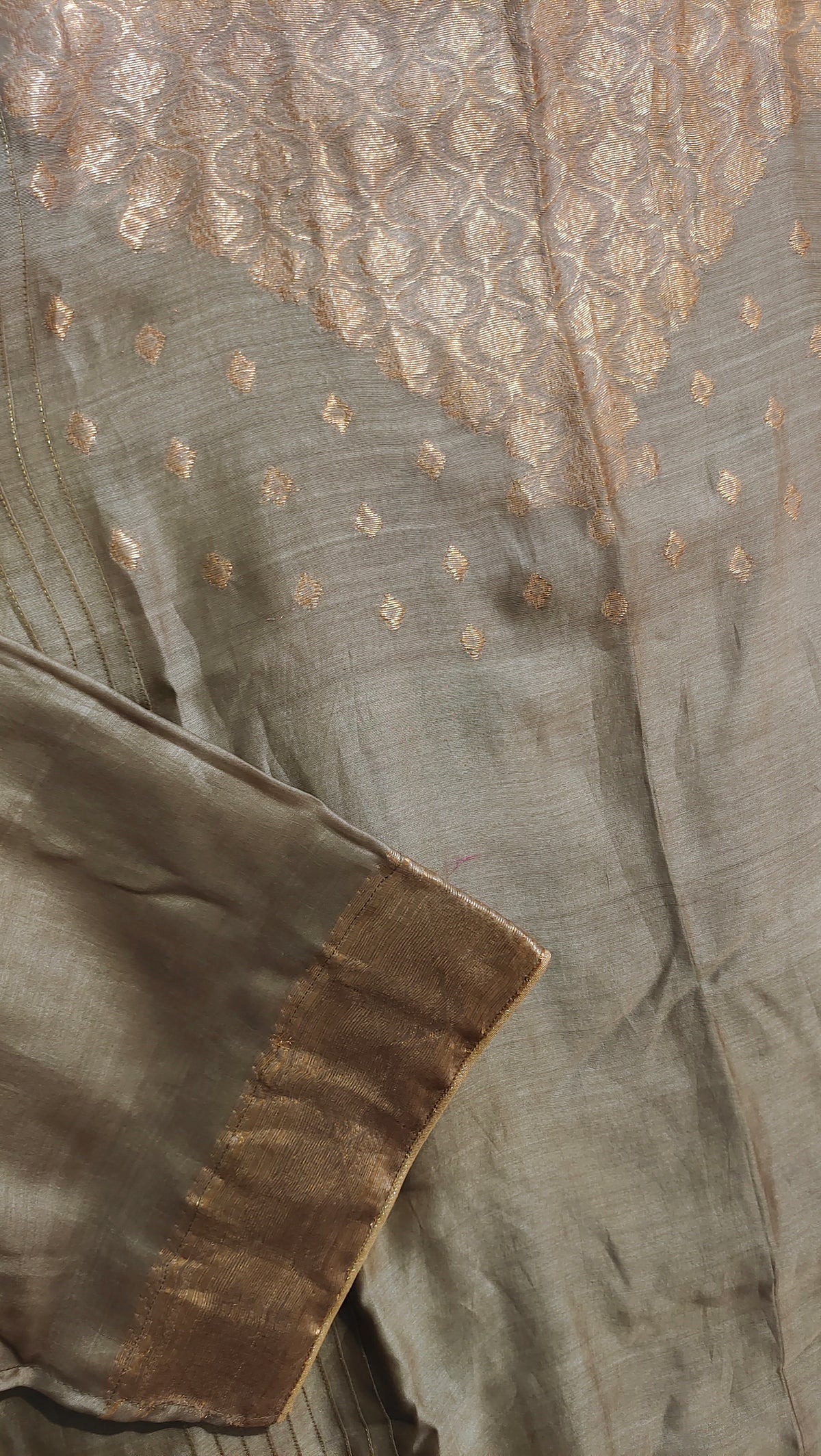 SemiStitched Chanderi Zari Woven Tunic