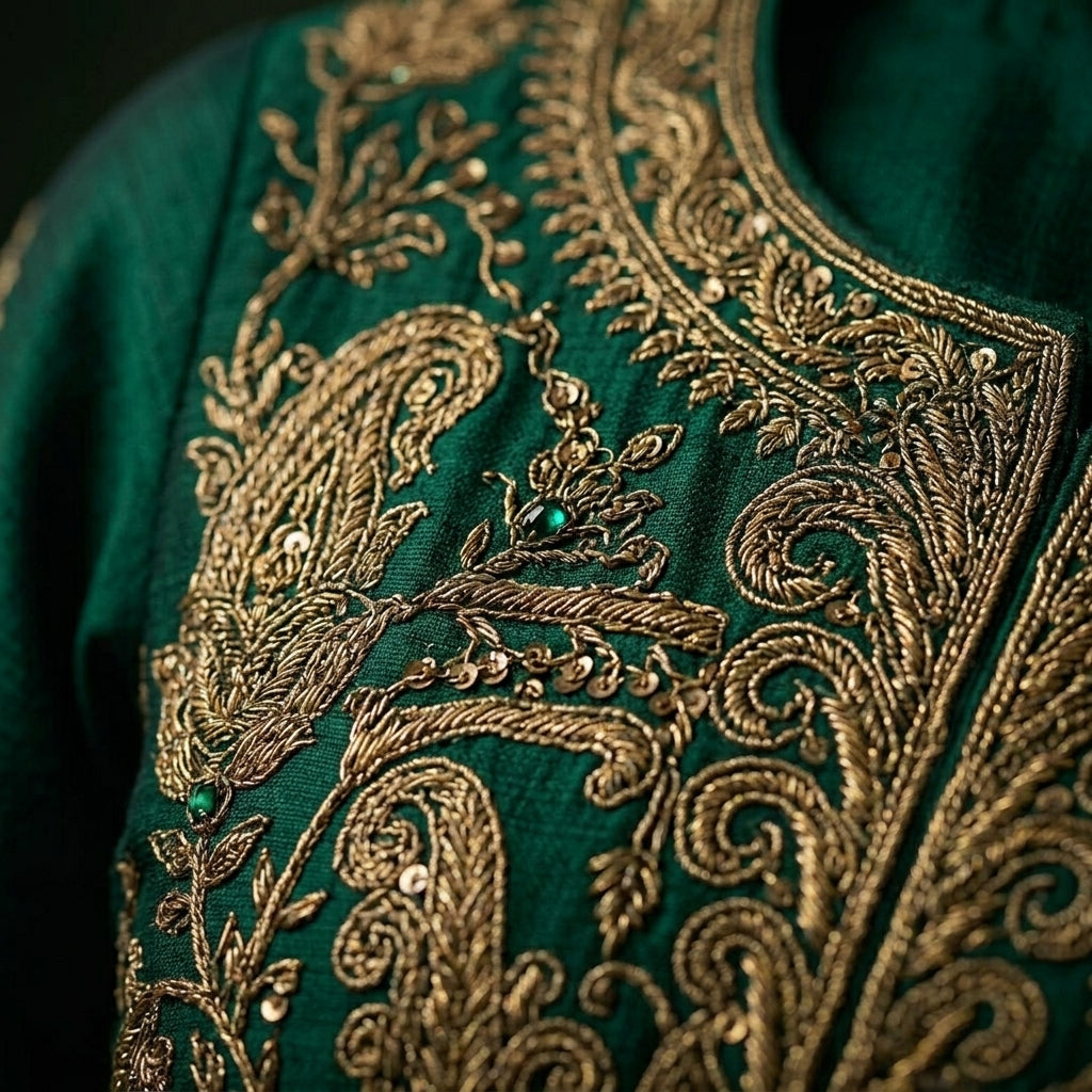 Customised Chanderi Embroidered set