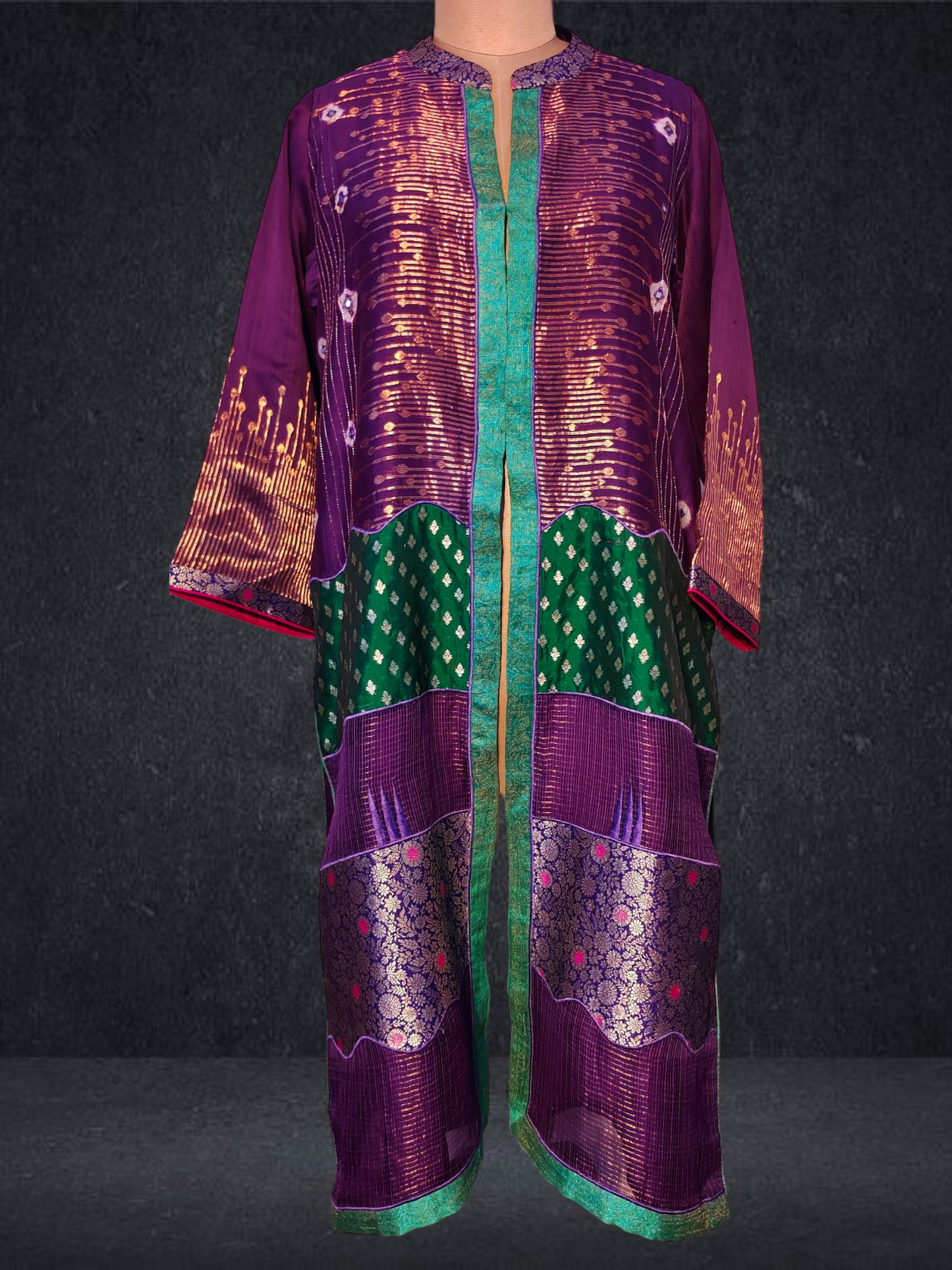 Stitched suit set with long formal jacket