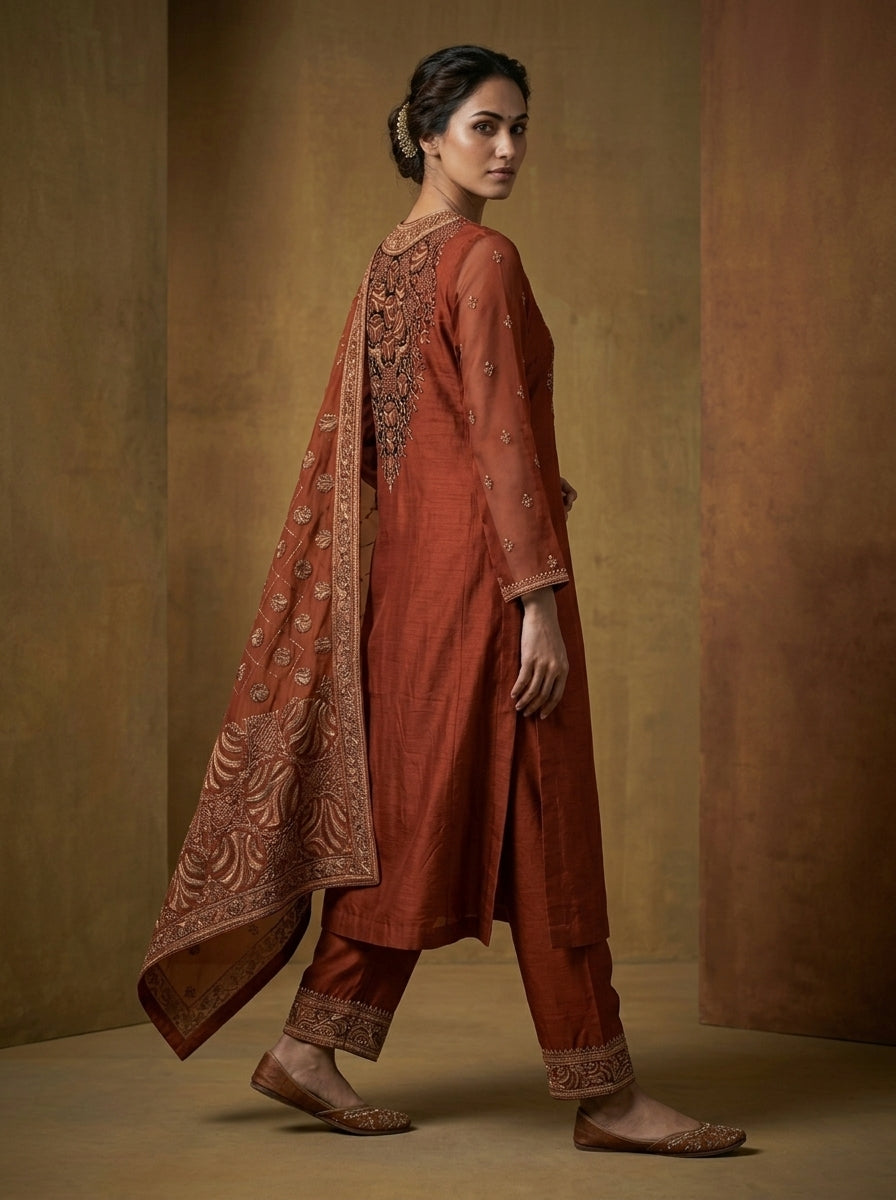 Customised Chanderi Embroidered set