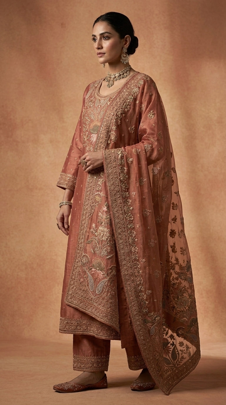 Customised Chanderi Embroidered set