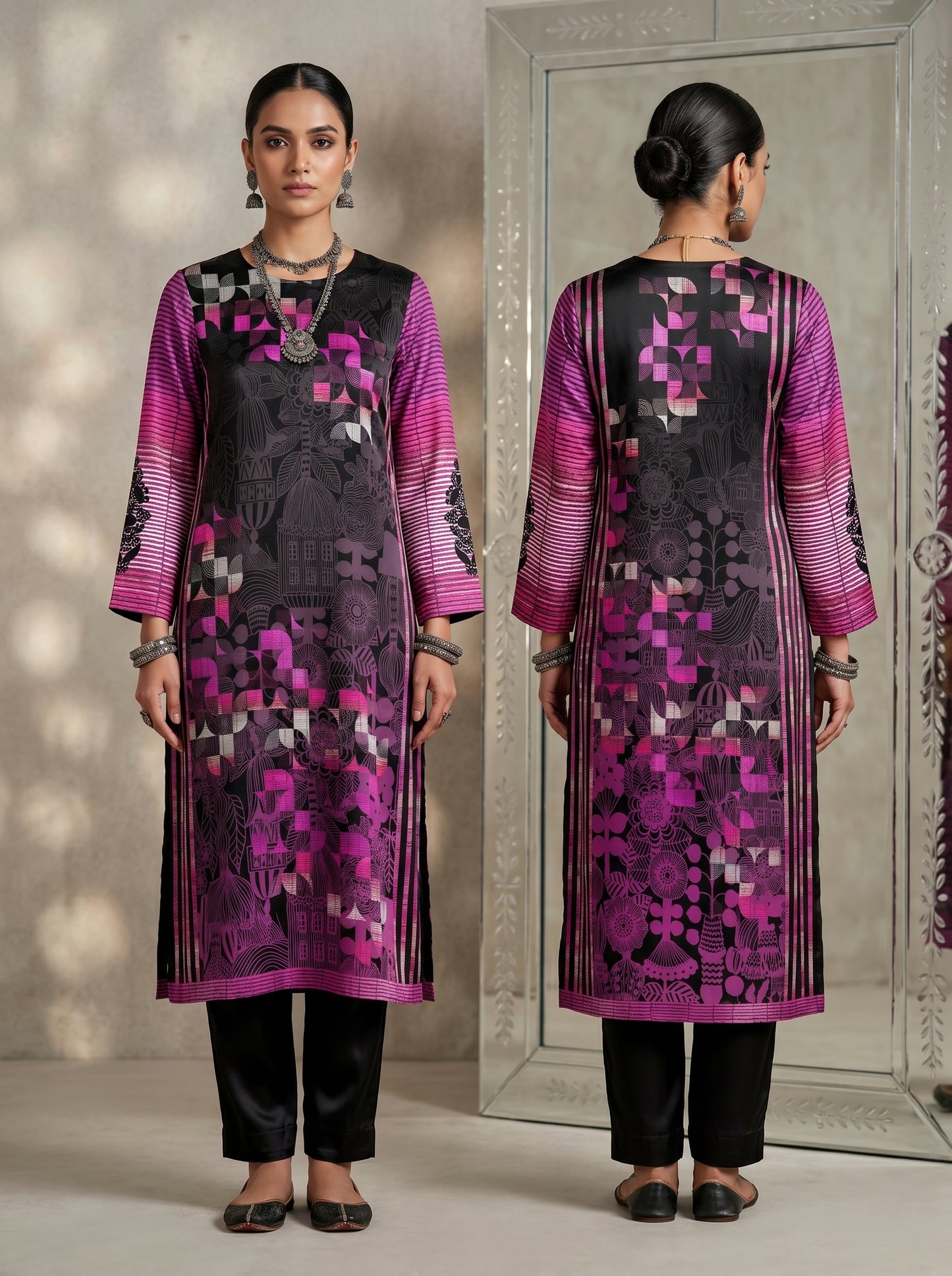 Semi Stitched Chanderi Casual kurta