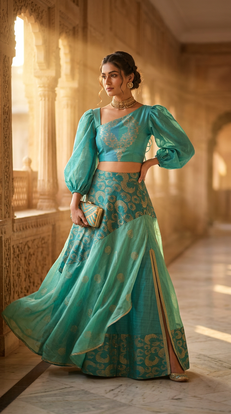 Customised Chanderi Anarkali set