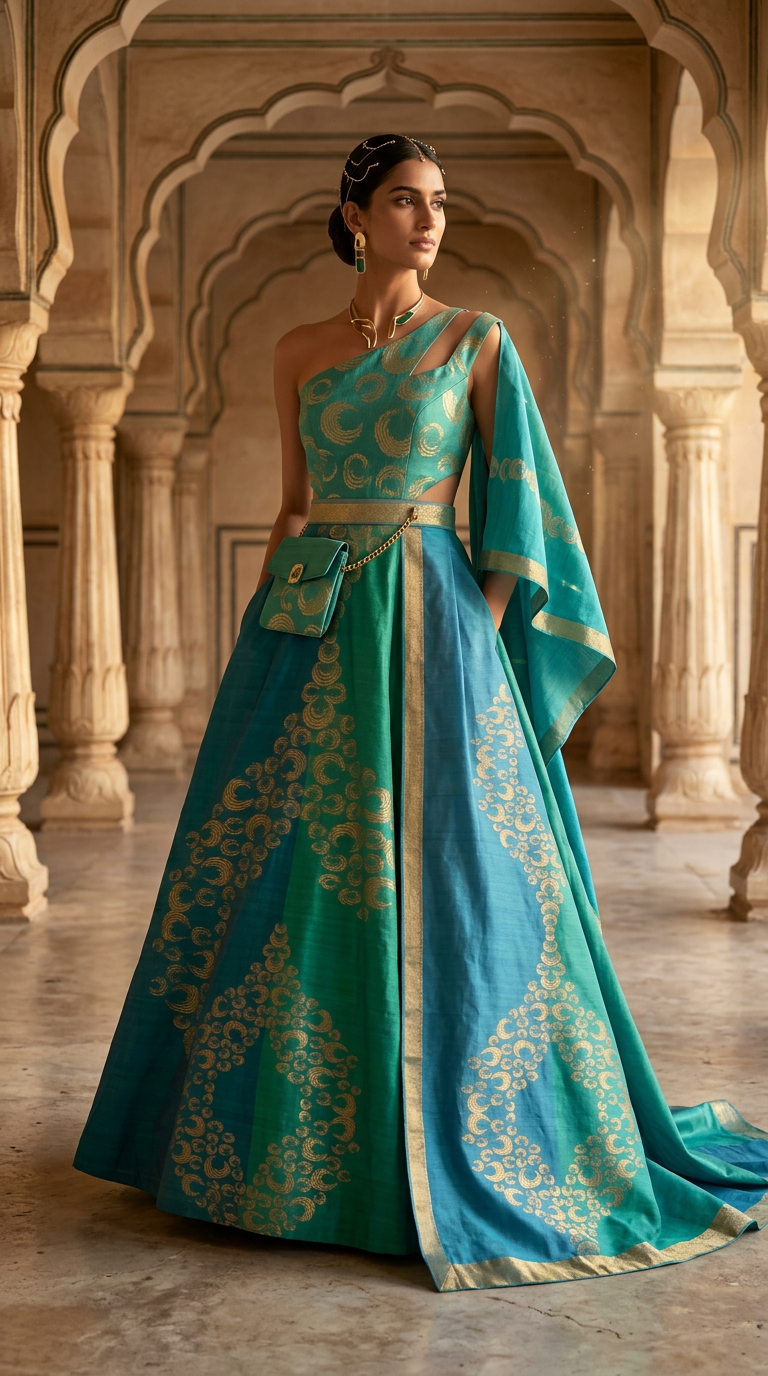 Customised Chanderi Anarkali set