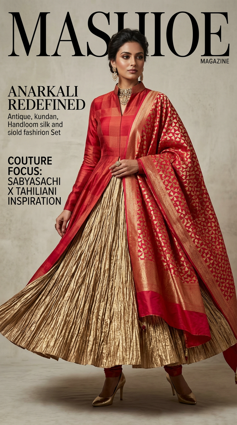 Customised Chanderi Anarkali set