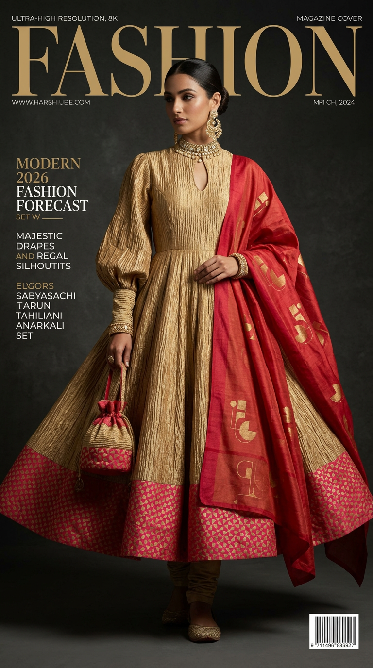 Customised Chanderi Anarkali set