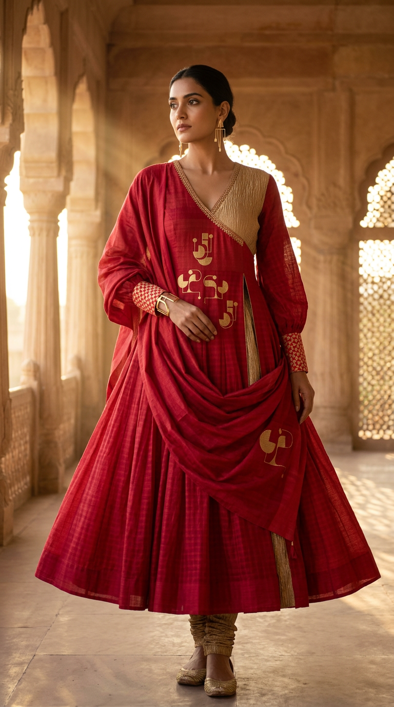 Customised Chanderi Anarkali set