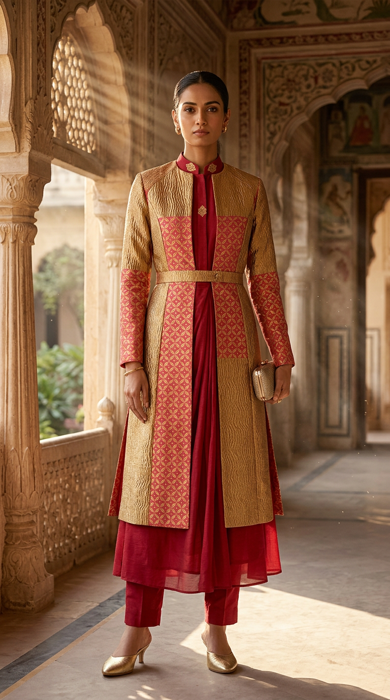 Customised Chanderi Anarkali set