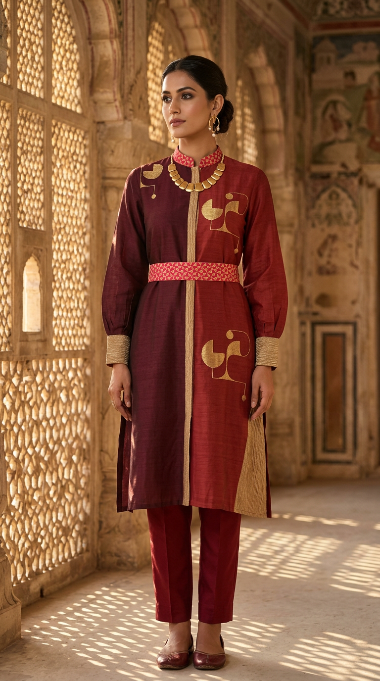 Customised Chanderi Anarkali set
