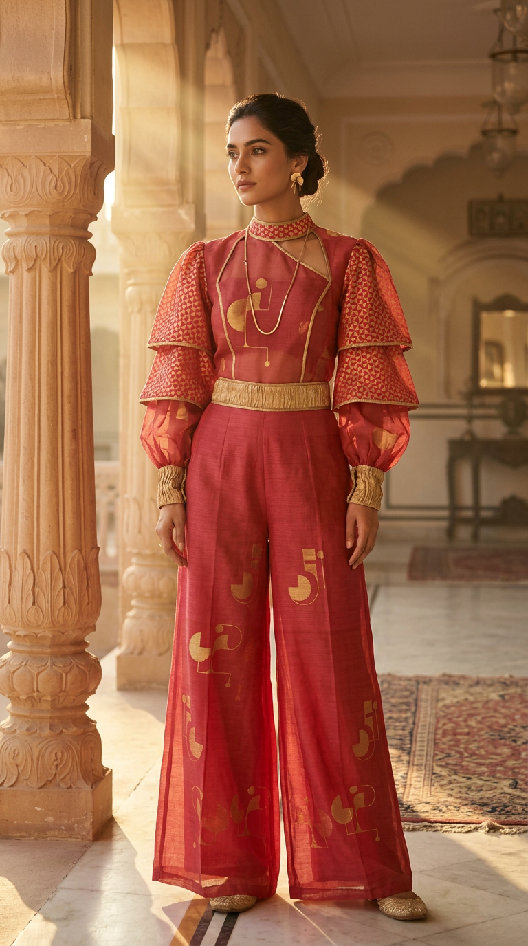 Customised Chanderi Anarkali set