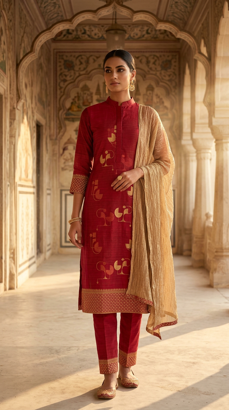 Customised Chanderi Anarkali set