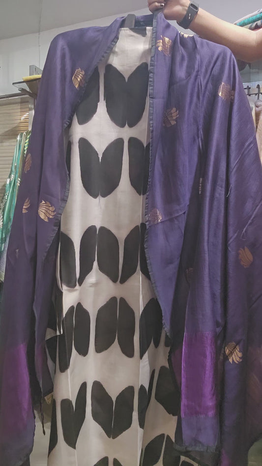 Semi Stitched Chanderi Casual Suitset