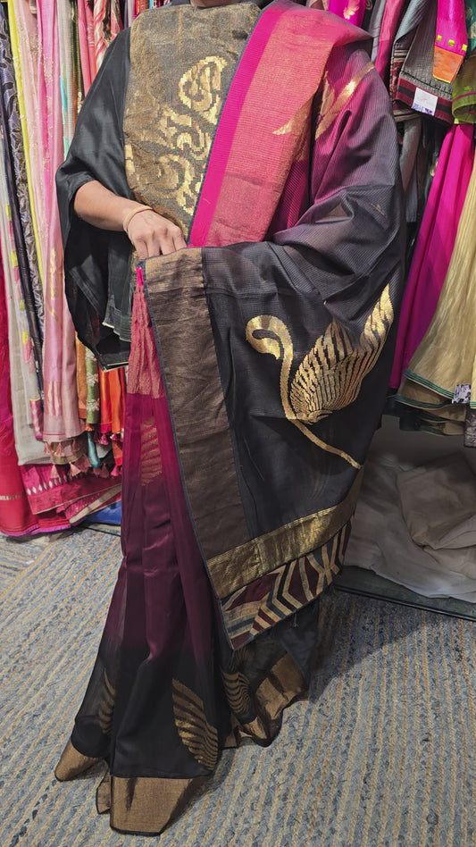 Ajrakh Chanderi semiformal Saree