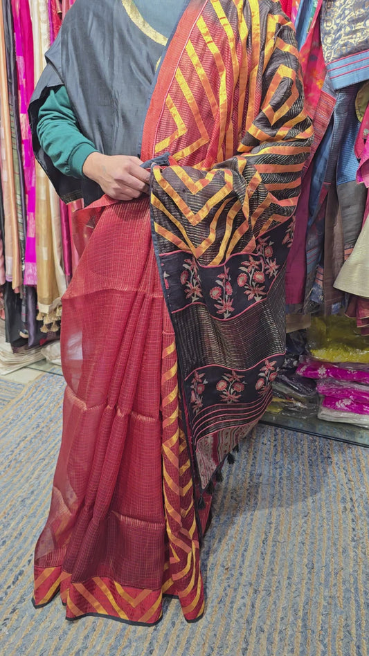 Formal Chanderi Silk Tissue Applique Saree