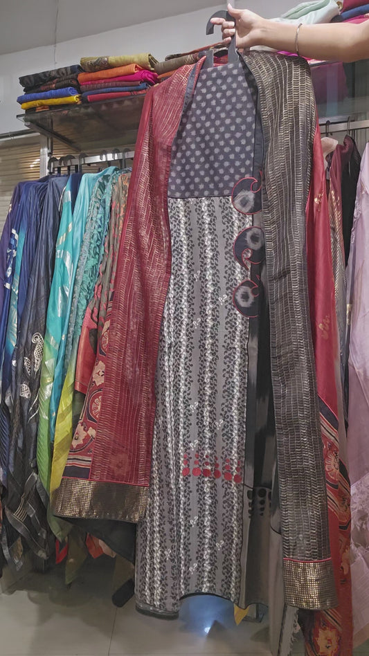 Semi Stitched Formal chanderi Suitset