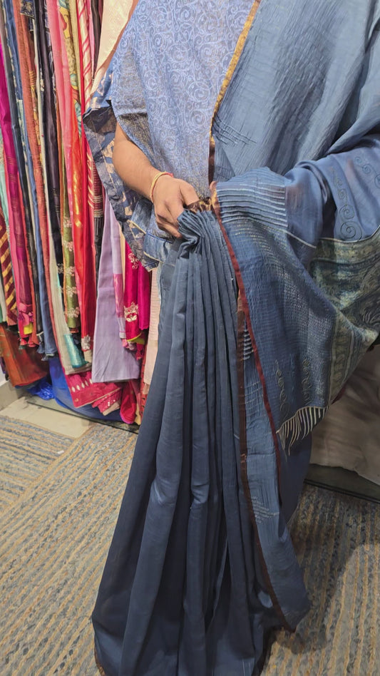 Ajrakh Chanderi semiformal Saree