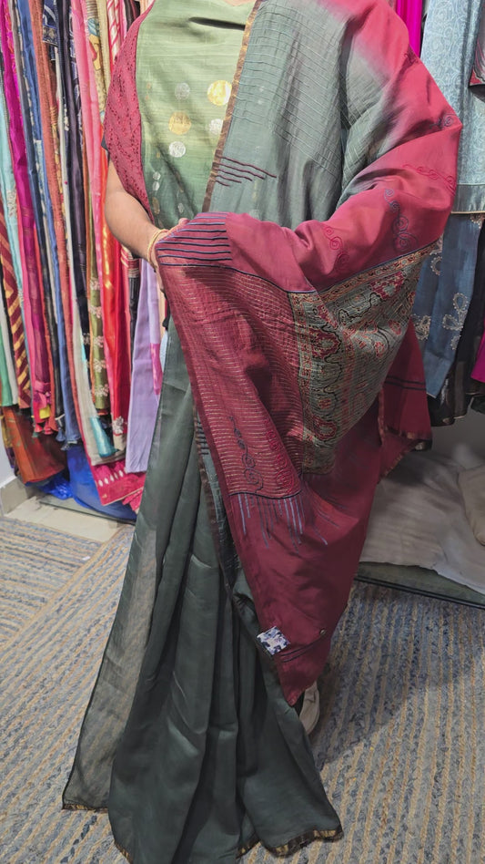 Ajrakh Chanderi semiformal Saree