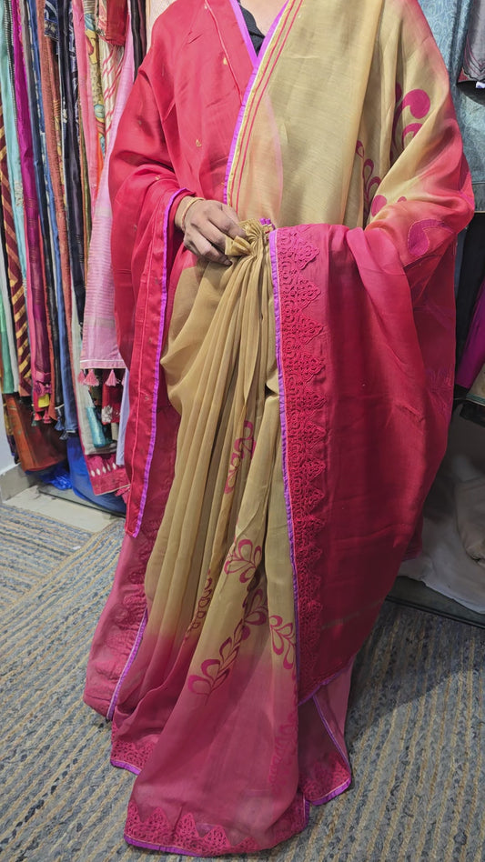 Painted Chanderi Saree