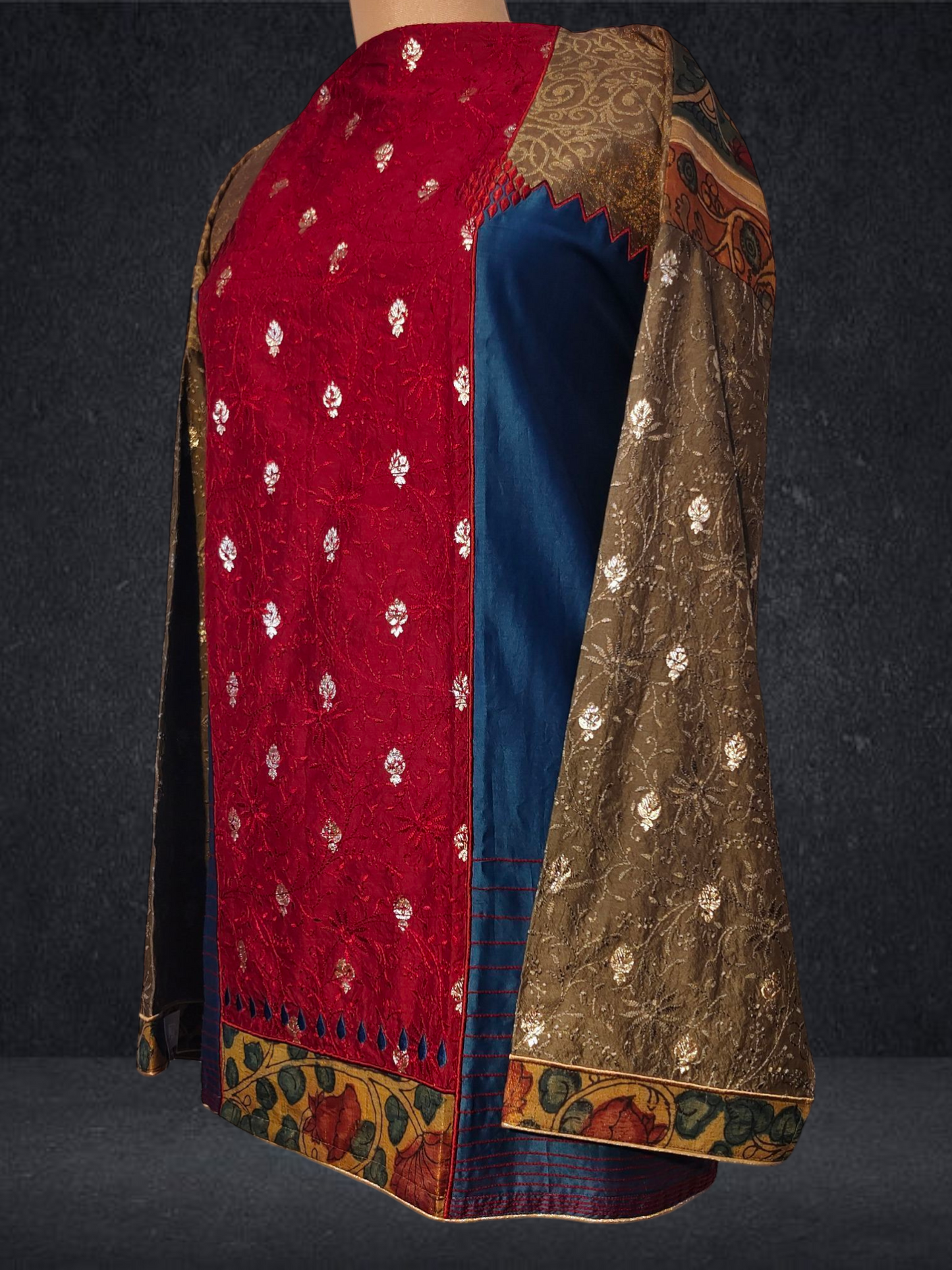 Semistitched Chanderi Kalamkari Short Tunic