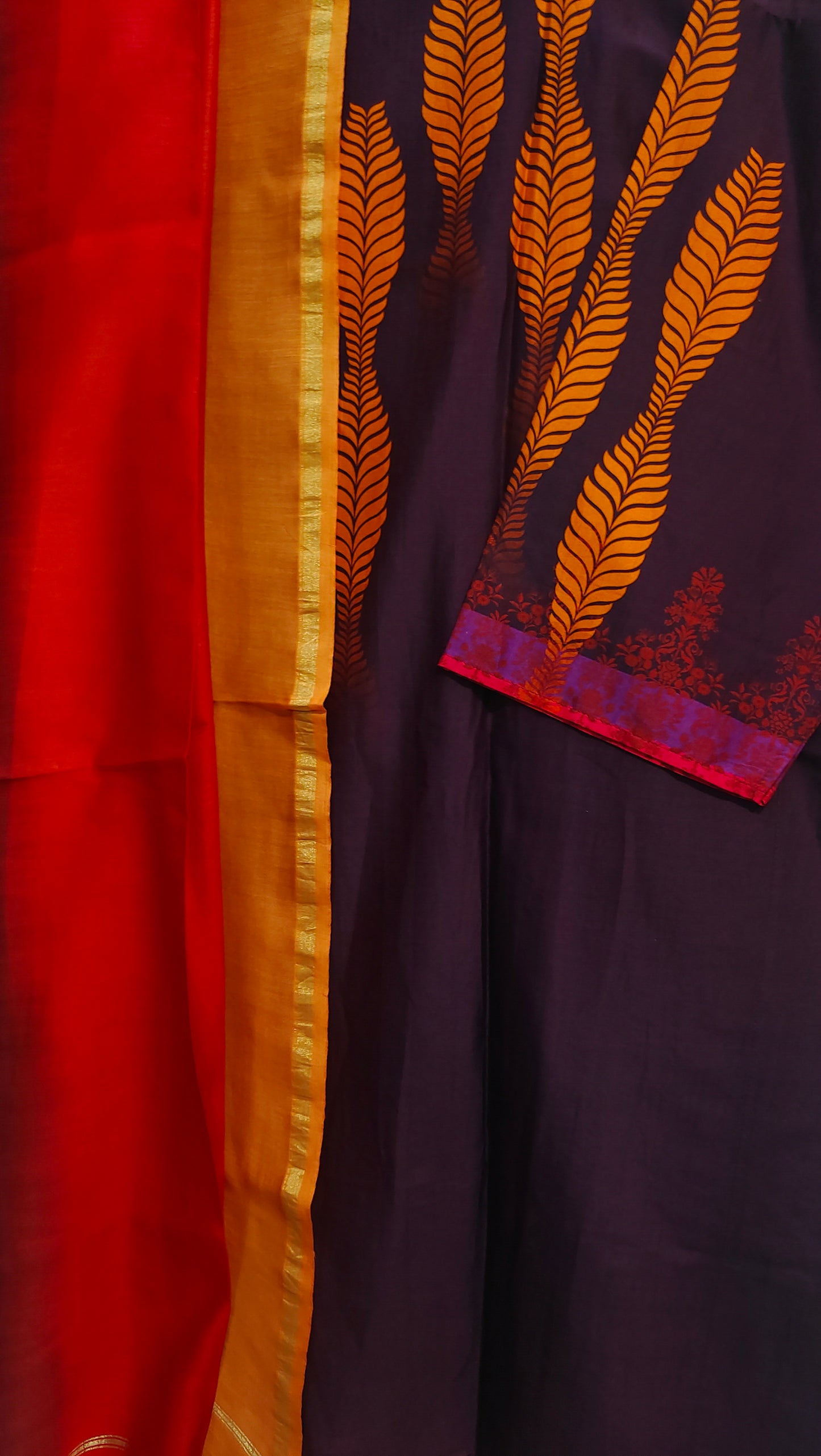 Semi Stitched Chanderi Casual Suitset