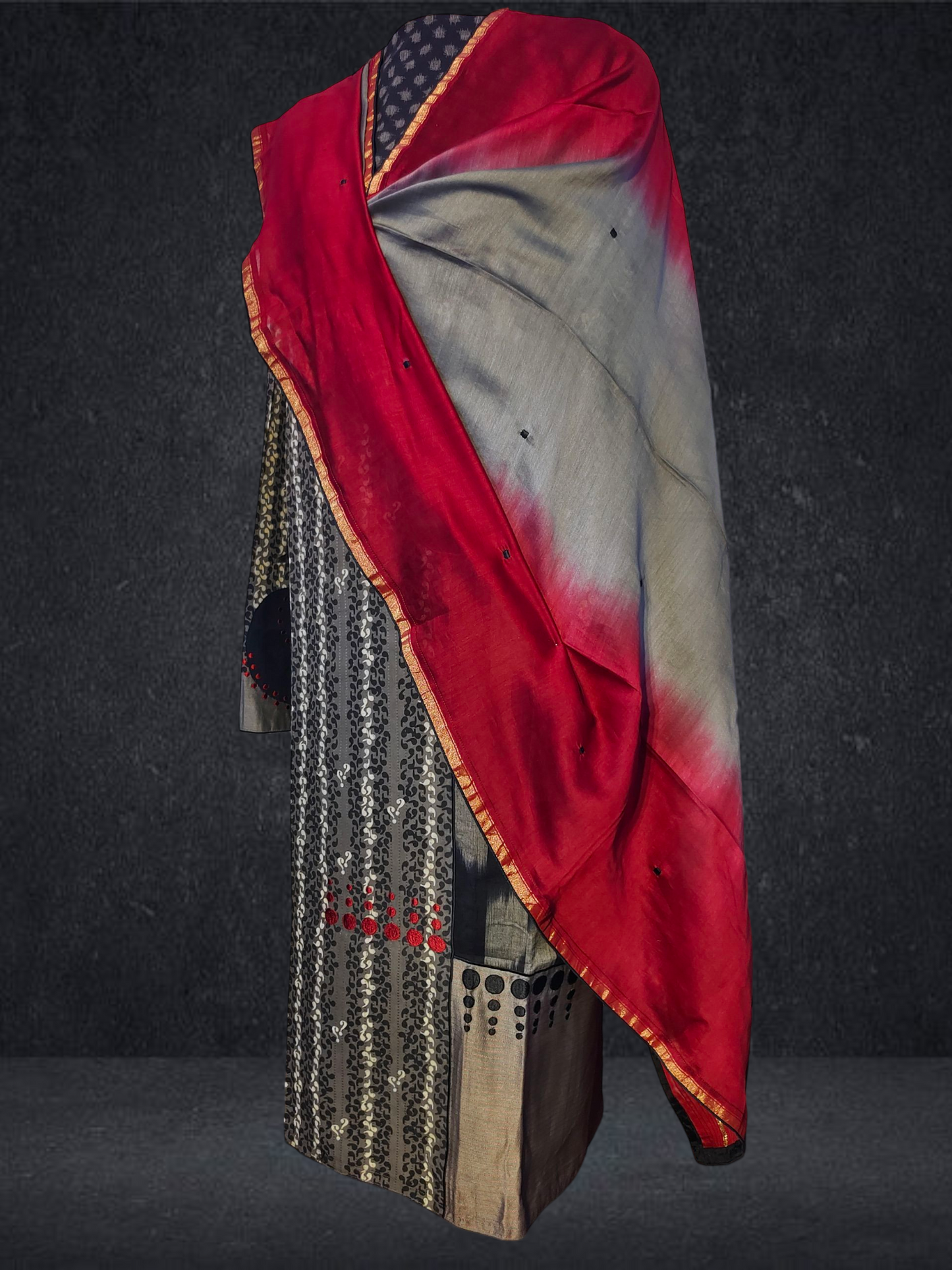 Semi Stitched Formal chanderi Suitset