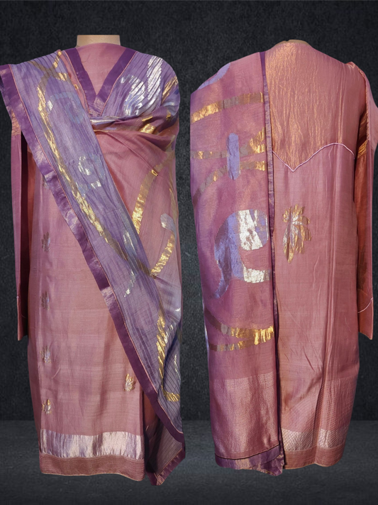 Semi Stitched Formal chanderi Suitset