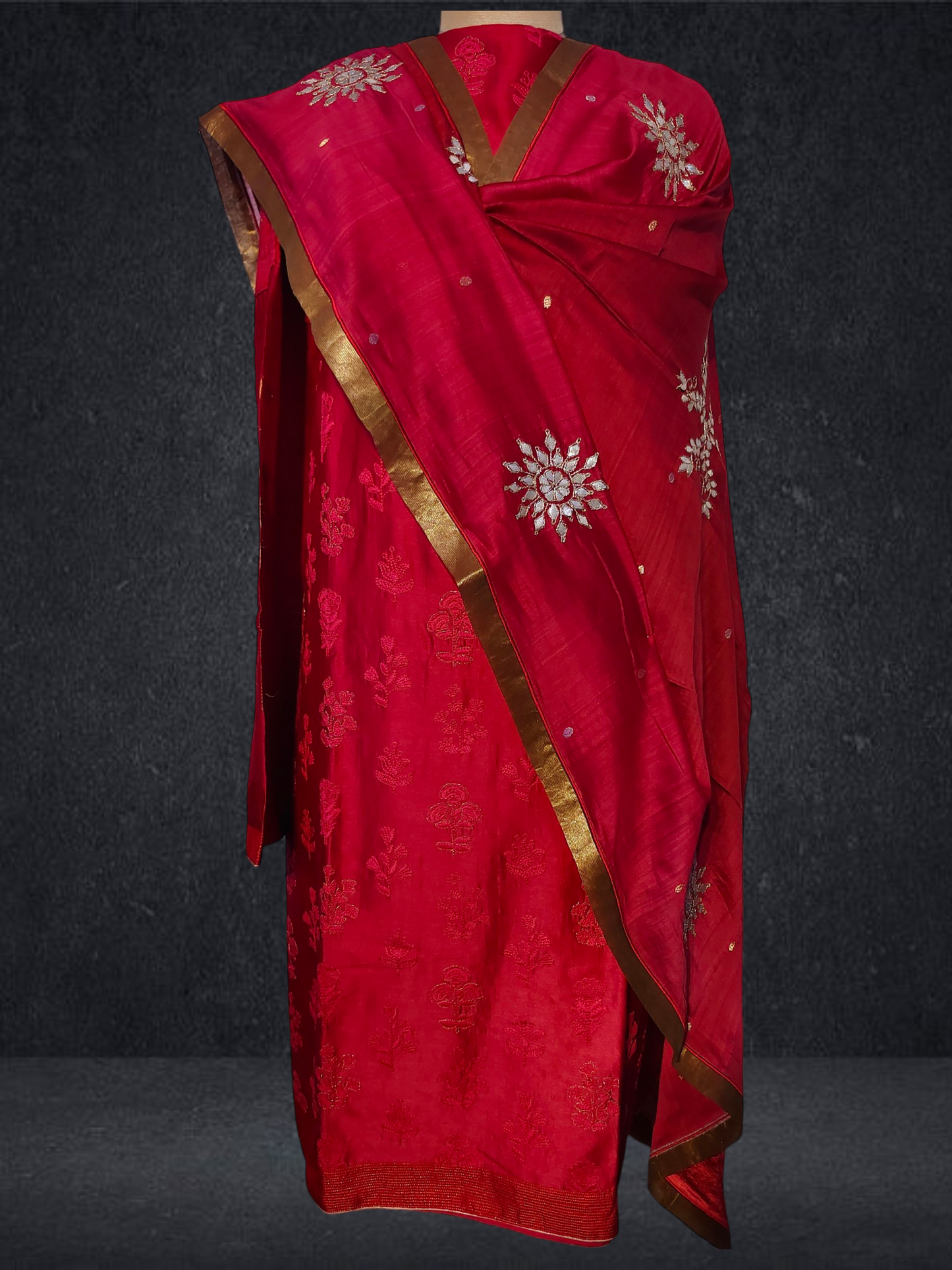 Semi Stitched Formal chanderi Suitset