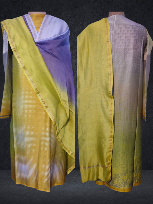Semi Stitched Chanderi Casual Suitset
