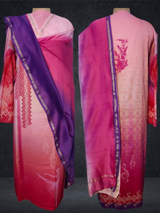 Semi Stitched Cotton Suitset