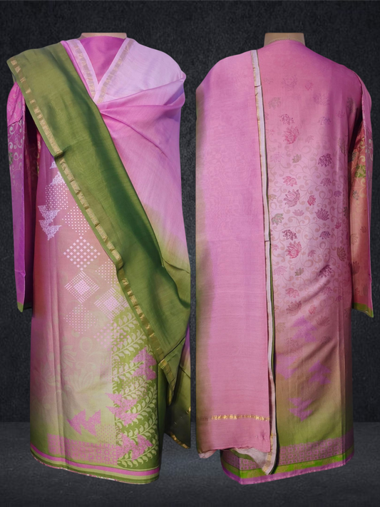 Semi Stitched Chanderi Casual Suitset