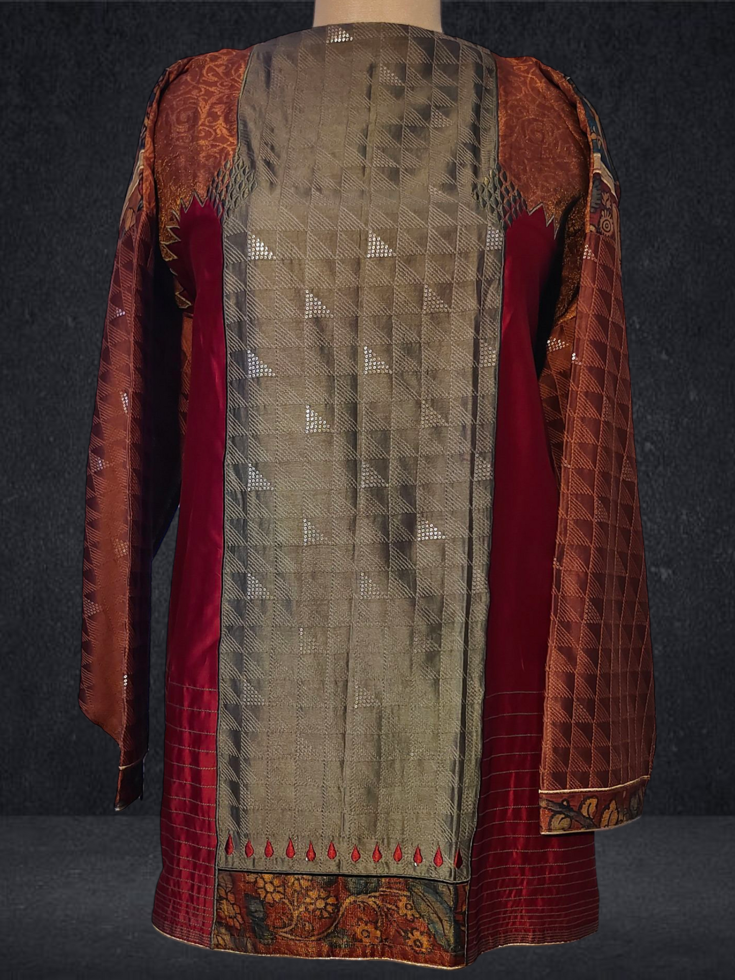 Semistitched Chanderi Kalamkari Short Tunic