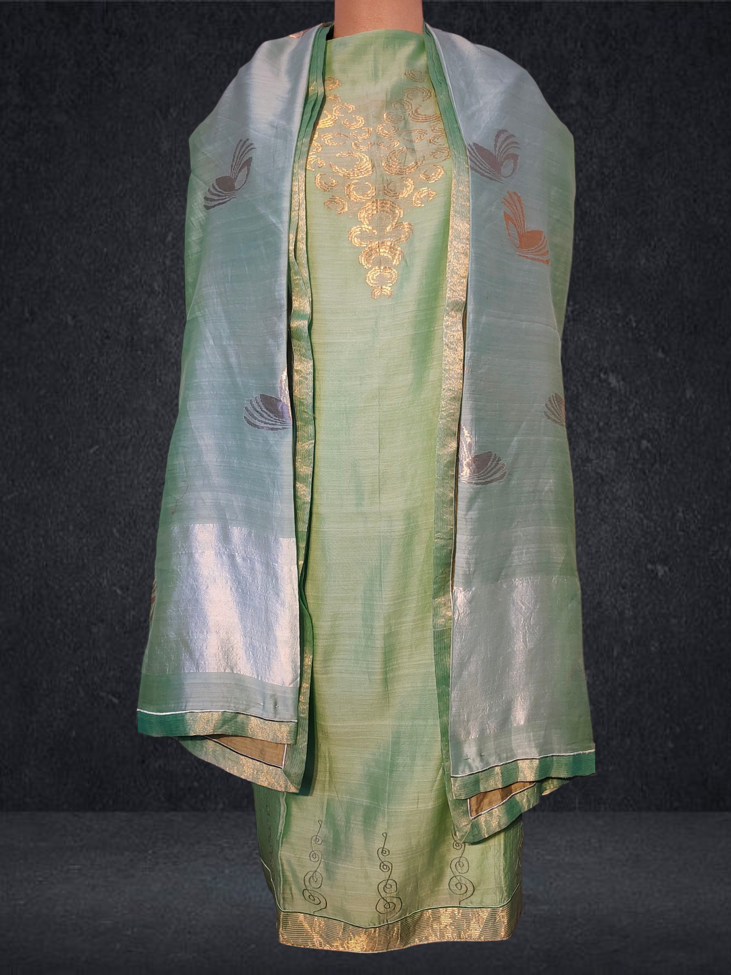 Semi Stitched Formal chanderi Suitset