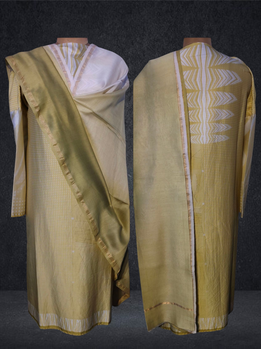 Semi Stitched Chanderi Casual Suitset