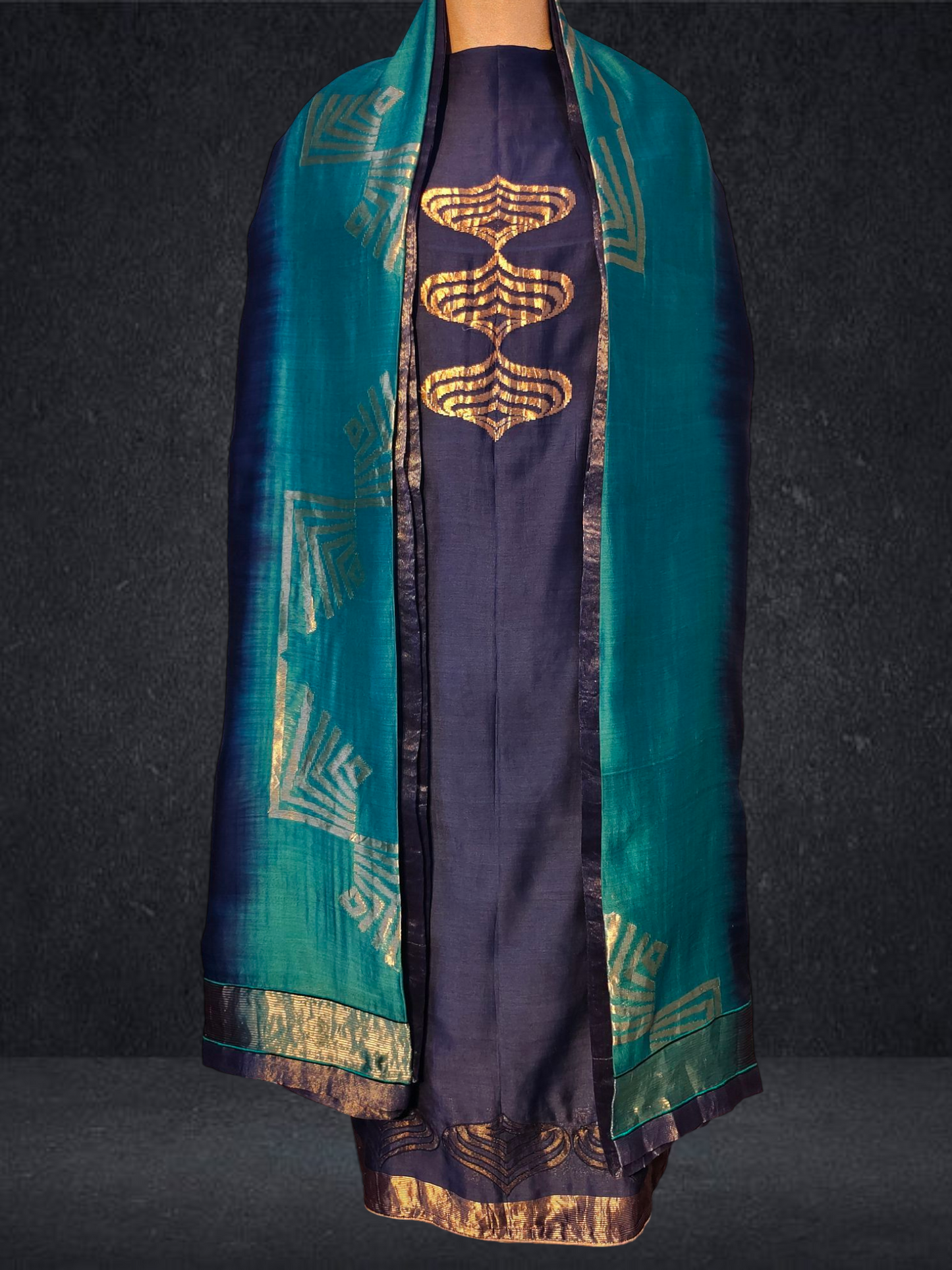 Semi Stitched Formal chanderi Suitset