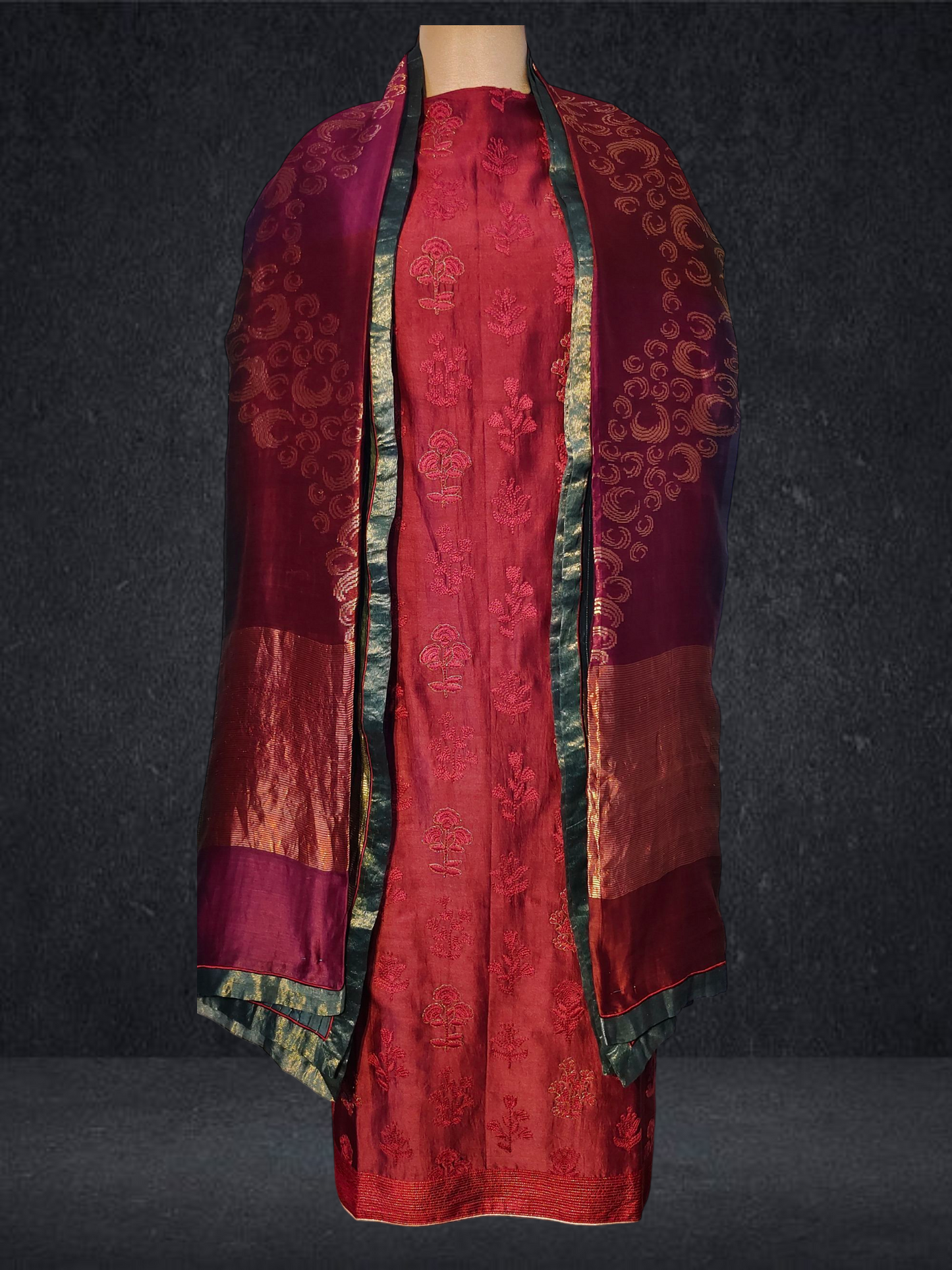 Semi Stitched Formal chanderi Suitset