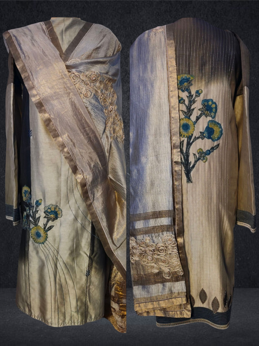 Semi Stitched Formal chanderi Suitset