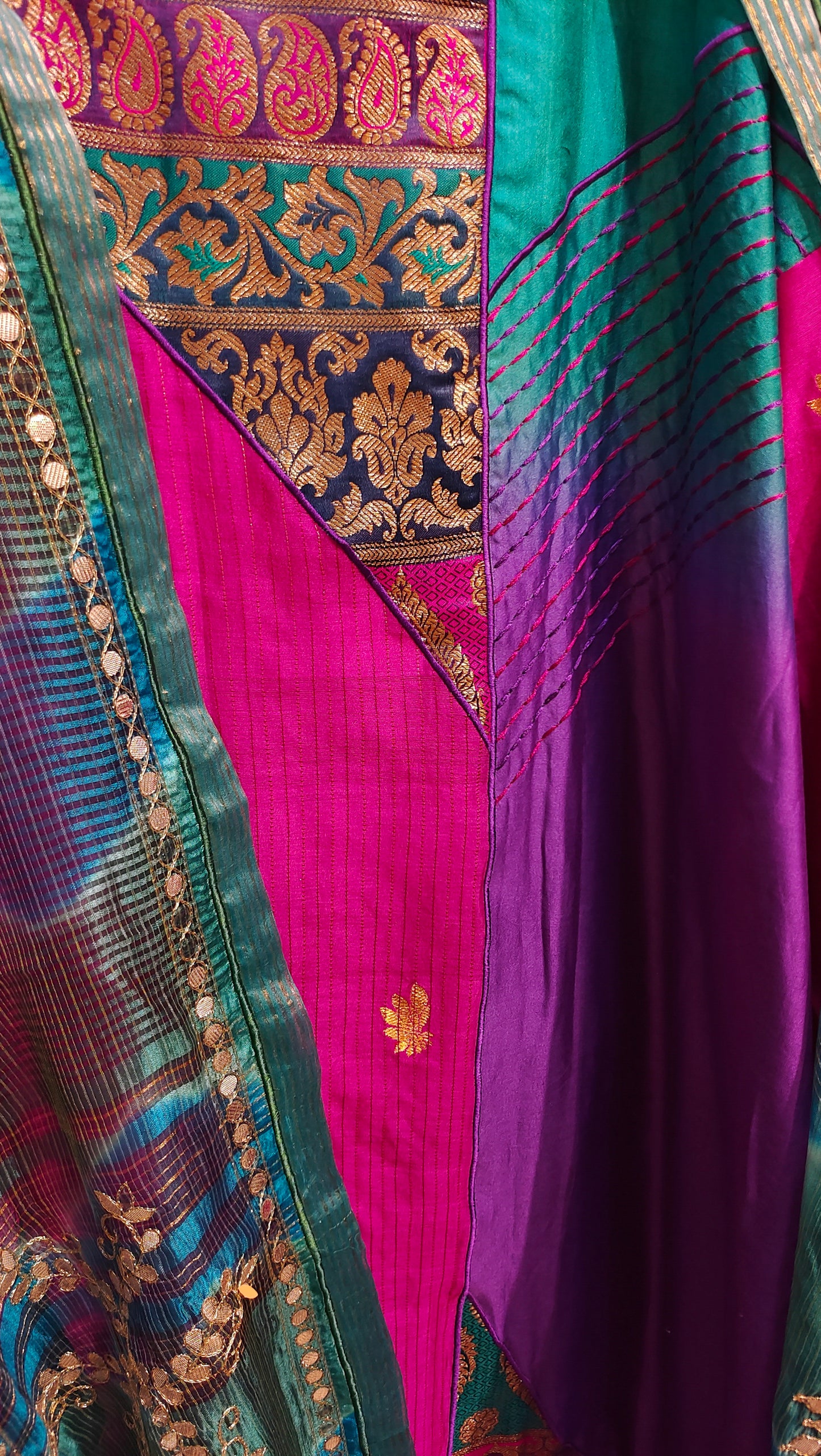 Semi Stitched Chanderi Formal Suitset