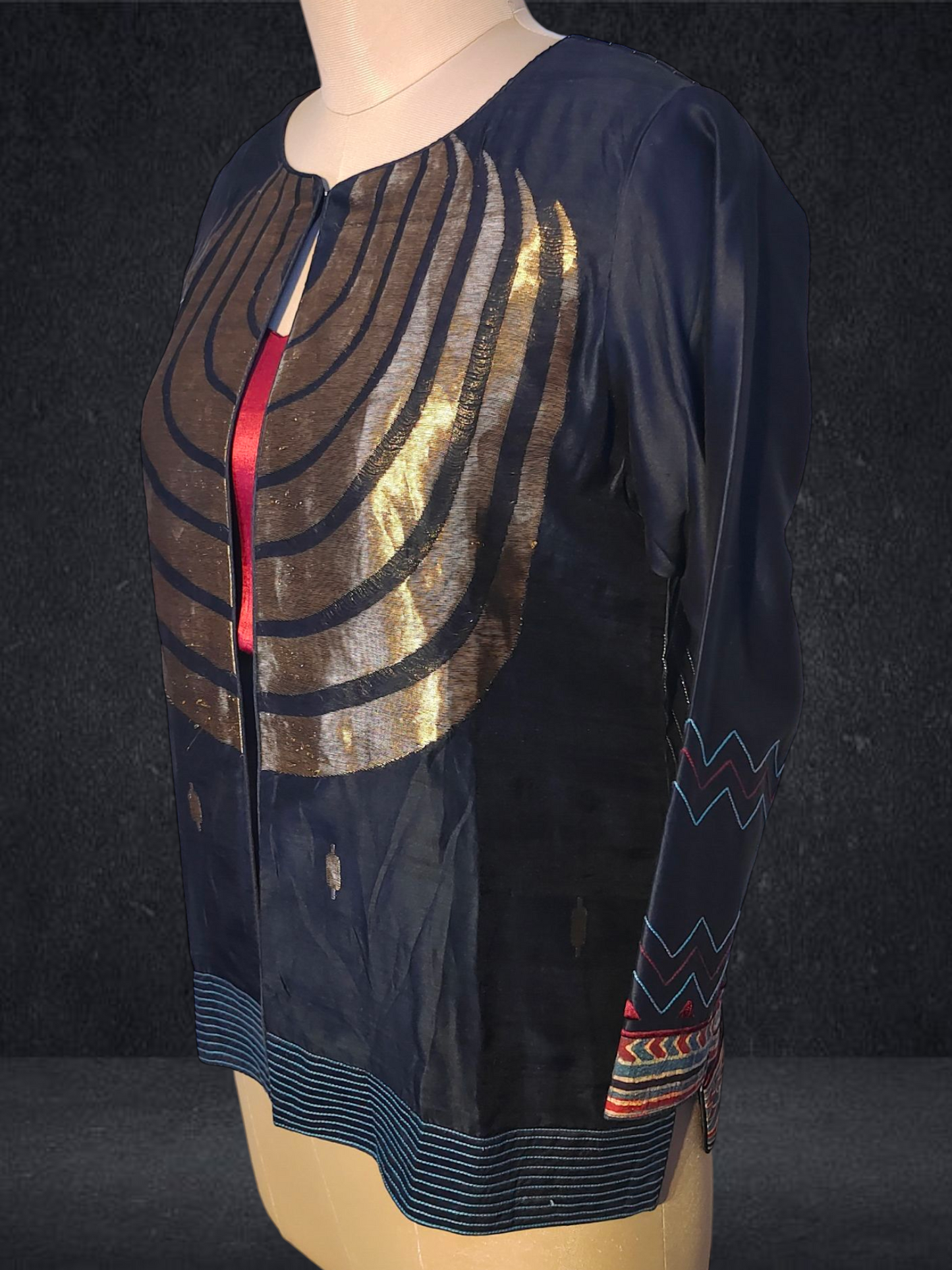 Stitched Chanderi Zariwoven Short Jacket
