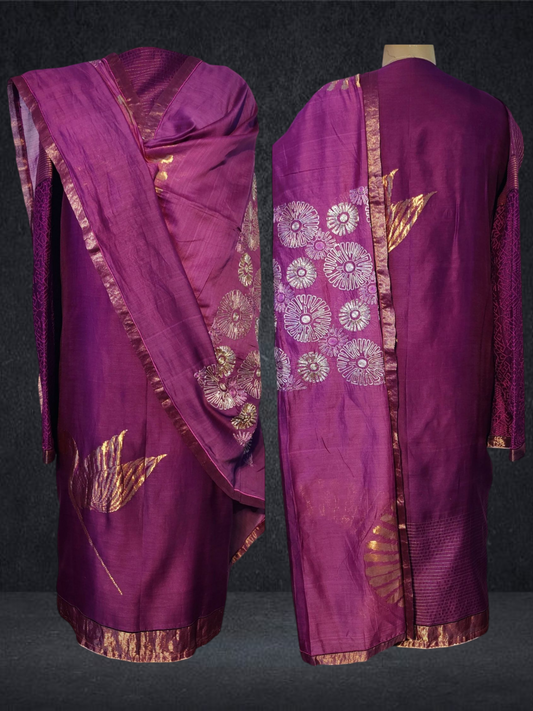 Semi Stitched Formal chanderi Suitset