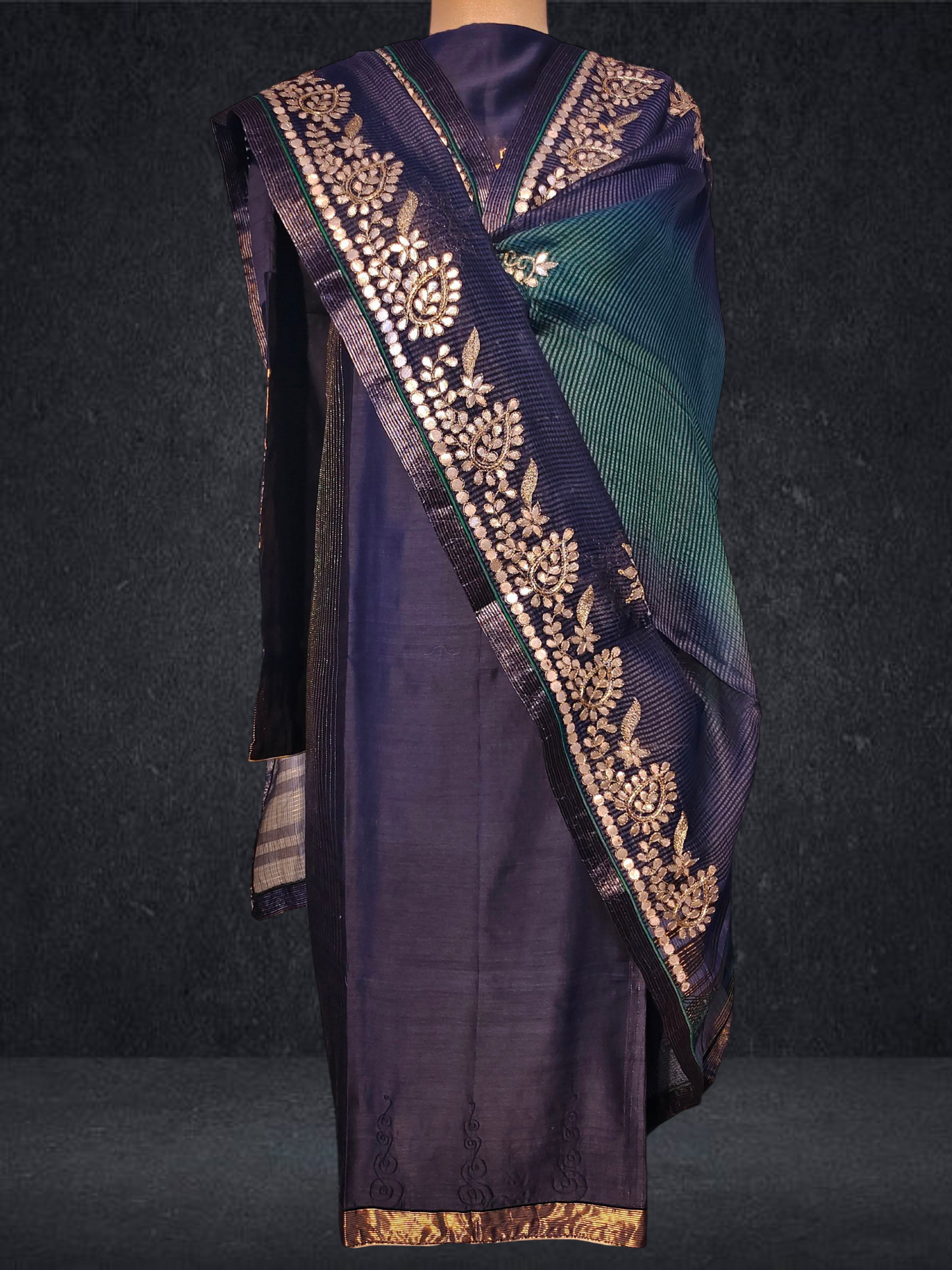 Semi Stitched Formal chanderi Suitset