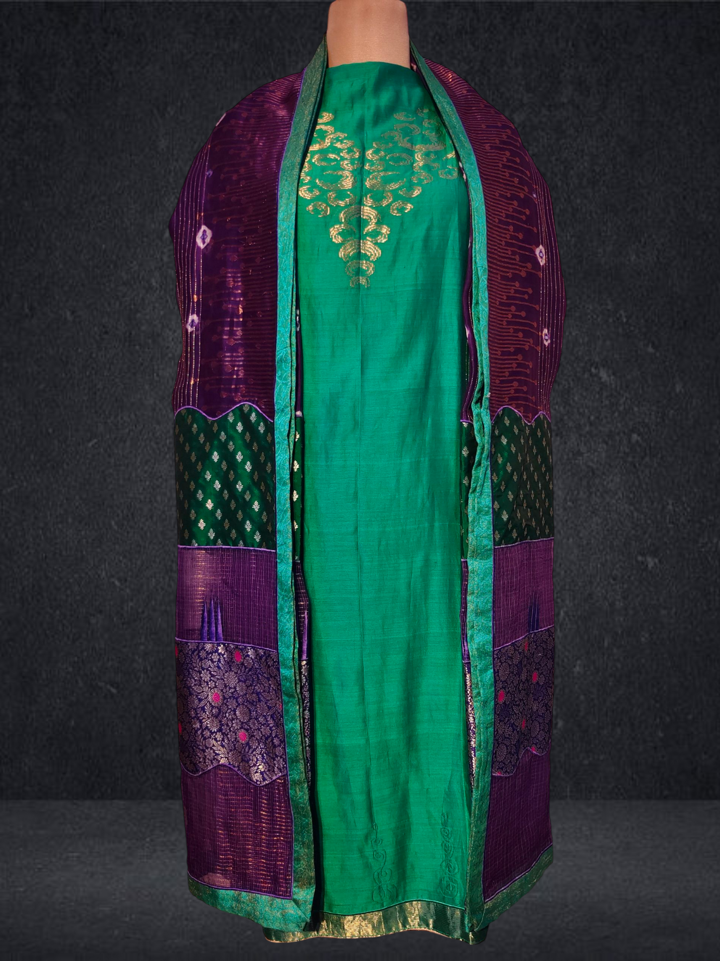 Semi Stitched Formal chanderi Suitset