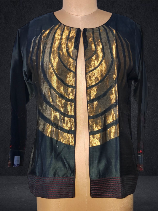 Stitched Chanderi Zariwoven Short Jacket