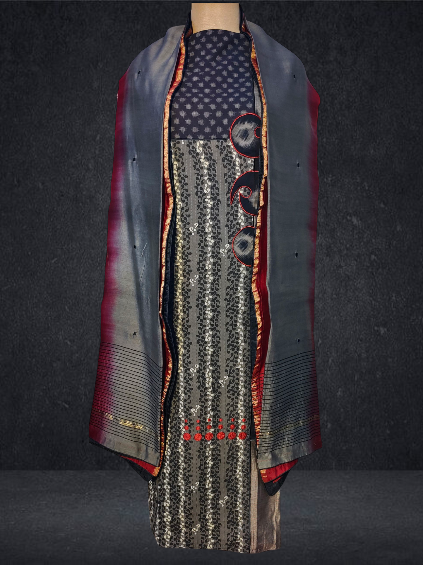 Semi Stitched Formal chanderi Suitset