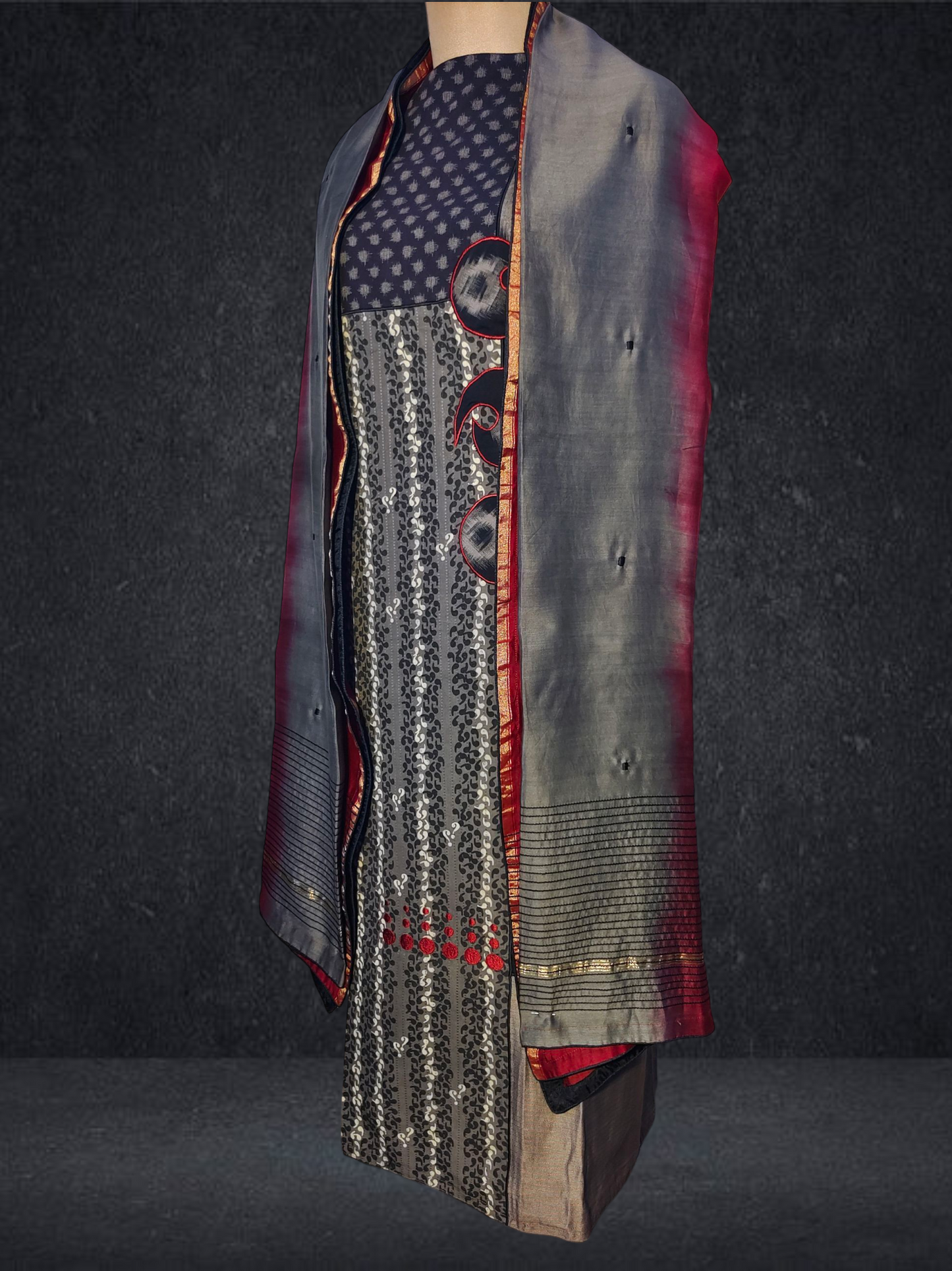 Semi Stitched Formal chanderi Suitset