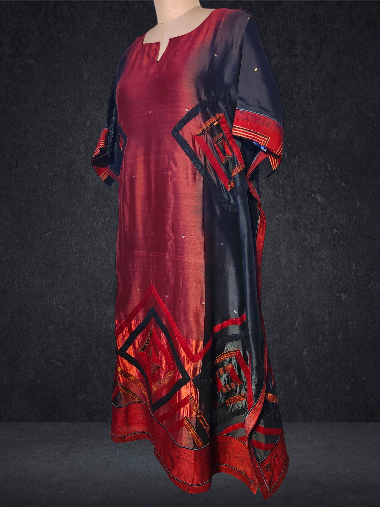 Stitched Chanderi Ajrakh Kaftan VISHAL KAPUR STUDIO