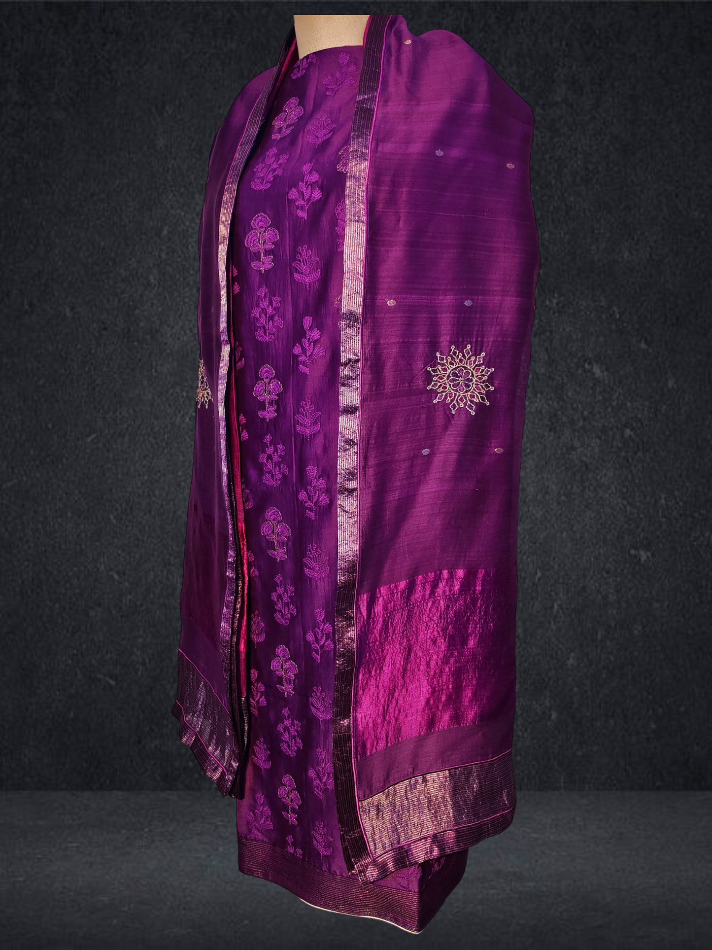 Semi Stitched Formal chanderi Suitset